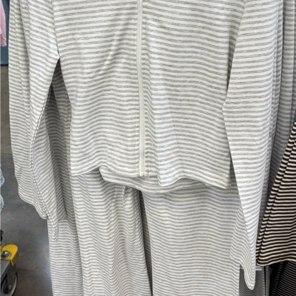 No Boundaries Gray Striped Hoodie